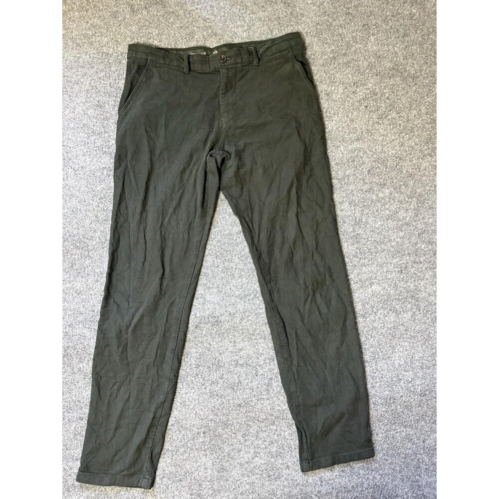 SELECTED HOMME Chino Pants Mens 34x31 Black Slim Fit Stretch Tapered Leg Casual